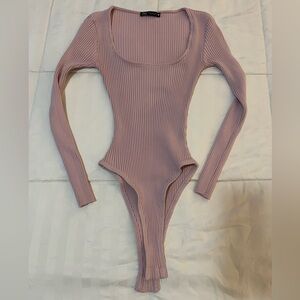 Zara Dusty Purple Ribbed Bodysuit